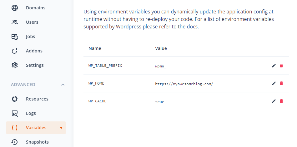 Customize WordPress with environment variables